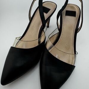 Louise et Cie Black Slingback Heels with Transparent Accents